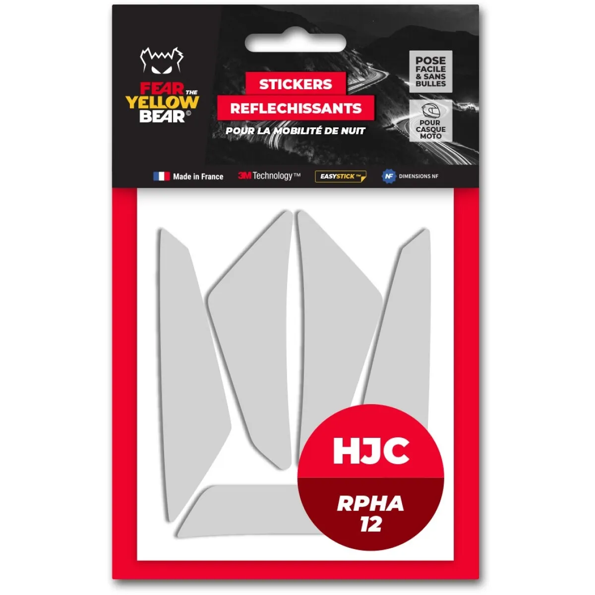 Stickers Réfléchissants Casque HJC Replica RPHA12 Blanc - Accessoires Casques